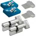 Produktbild: BASI | 2er SET V55 Profil-Knaufzylinder K30/35 mm | Gleichschließend | Zylinderschloss mit 5 Wendeschlüssel | Bohrmuldenschlüssel | Pickingschutz & Anbohrschutz | Türzylinder Schließzylinder