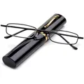 Produktbild: Lesebrille Metall Federscharnier +2,0 Dioptrien, Unisex, schwarz, mit Etui