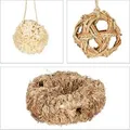 Produktbild: Relaxdays Hamster Zubehör Set Stroh Seegras Rattan Natur 6,5 cm x 18 cm