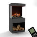 Produktbild: GLOW FIRE Wasserdampf Kamin OGF 2 (Standkamin) - Elektrokamin mit realistischen LED 3D-Flammen, Knistereffekt & Fernbedienung, 55x110x40 cm - Opti-Myst 400 Elektro Kamin mit Holz-Deko, Grau