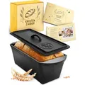 Produktbild: KRUSTENZAUBER Brotbackform mit Deckel - Robuste rechteckige 28cm Backform aus Gusseisen - Ideal als Kastenform, Toastbrot-Backform, Brotform