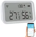 Produktbild: Luminea Home Control Helligkeitssensor: 3in1-WLAN-Sensor für Temperatur, Luftfeuchtigkeit und Helligkeit, App (Dämmerungsschalter, Smart Home Hygrometer, Luftentfeuchter)