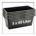 Produktbild: Kieskönig 5 STK. 40 Liter Mörtelkasten Pflanzwanne Tuppe Zementkübel Maurerkasten L 70 x B 40 x H 21