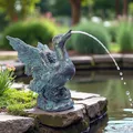 Produktbild: Arnusa Solar Wasserspeier – Teichfigur mit Solarpumpe & Wasserspiel – Gartendeko aus Polyresin in Kupfer-Optik – Solarbrunnen für Gartenteich & Wasserlauf (Ente 22x19x24 cm)