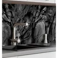 Produktbild: MyMaxxi Küchenrückwand Küchenrückwand selbstklebend schwarzer Stein Spritzschutz Folie, (Klebefolie Küchenrückwand aufgerollt B 340 cm x H 60 cm), Stein 05 B 340 cm x H 60 cm schwarz 340 cm x 60 cm