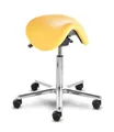 Produktbild: Sattelhocker docy® dent 4616, Sitzhöhe ca. 55 - 75 cm, mit Sitzneigeverstellung, Rollen/Bodengleiter:weiche Radbandage, Polsterdekor:Stamskin gold-gelb