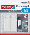 Produktbild: Tesa Powerstrips Klebenagel Tapeten Putz Deko Bilder 1kg Halteleistung 2er Pack