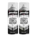Produktbild: JENOLITE Directorust Grill- und Herdspray, Schwarz, 2 x 400 ml, Hochtemperaturfarbe bis 650 °C, Grill, Ofen, Kamine, Holzbrenner, Automobil, Feuerschutzgitter