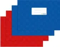 Produktbild: Heftumschläge A5 quer Kunststoff 2x blau + 2x rot, gedeckt