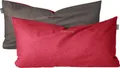 Produktbild: Schiesser Kissenhüllenset Doubleface | 2-teilig | Zweifarbig | Renforcé | 100% Baumwolle | Reißverschluss | 40x80cm | Rot-Dunkelgrau