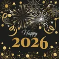 Produktbild: 20 Servietten Neujahr Das Jahr 2026 als Tischdeko. Papierservietten mit Motiv für Silvester 2026 Jahreswechsel Feuerwerk. Auch für Decoupage und Serviettentechnik 33x33cm