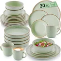 Produktbild: SÄNGER Rio Minze | Kombiservice 6 Personen, Teller Set Kaffeebecher Pastaschale 30 tlg, Geschirr Set spülmaschinen- mikrowellen- kratzfest, Geschirrset aus Steingut, mintgrün | VALUE COLLECTION