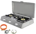 Produktbild: NSD-3C Edelstahl Camping Gaskocher 3 flammig + Deckel mit Zündsicherung