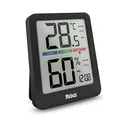 Produktbild: MEBUS digitale Klimastation mit Innenthermometer und -hygrometer, Uhr, Komfortindikator für perfekte Raumtemperatur, Displaybeleuchtung, Min-/Max-Funktion, Trendanzeige, Farbe: Schwarz, Modell: 11115