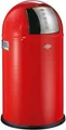 Produktbild: WESCO Abfalleimer Pushboy Junior 22L | Mülleimer Edelstahl-Klappe | Stahlblech | Bodenring Kunststoff | rot