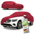 Produktbild: WALSER Premium Abdeckung Auto Indoor Stretch Plus Qualitätssieger Sehr Gut* Autoabdeckung Winter Autogarage Abdeckung Autoplane Winter Autogarage Abdeckung Winter Auto Abdeckplane SUV/Van Größe 9 rot