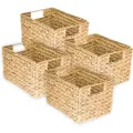 Produktbild: Aufbewahrungskorb, faltbarer Korb geflochten aus Wasserhyazinthe Seegras, 4er Set, Größe m, 32 x 23 x 20 cm - HMF