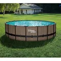 Produktbild: Summer Waves Elite Frame Pool | Aufstellpool rund | Komplettset | Teakoptik braun | Ø 549x132 cm - Teak, Mosaik Innenseite