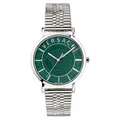 Produktbild: Versace J4 V-Essential Herren-Armbanduhr mit 3 Zeigern, Quarz, grünes Zifferblatt, Saphir, Antireflexglas, 40 mm, VEJ400921, Edelstahl, Zeitgenössisch