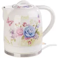 Produktbild: Rosenstein & Söhne Keramik-Wasserkocher mit Blumenmuster, 1,7 Liter, 1.500 Watt
