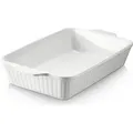 Produktbild: DOWAN 40×24×8 cm/4L Auflaufform,Keramik-Backform,große Lasagne-Pfanne tief für den Ofen, Backform mit Griffen,Einfach zu säubern,Weiß