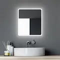 Produktbild: Talos Moon Badspiegel mit Beleuchtung 40x45 cm Badezimmerspiegel mit LED Beleuchtung Spiegel mit Licht Lichtfarbe Neutralweiß umlaufender Aluminiumrahmen