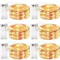 Produktbild: innotree Aufgerüstet 6er-Pack Lichterketten mit Timer, Batterie Kupfer Drahtlichterkette 3M 30 LEDs Lichterketten Weihnachten Batteriebetrieben Wasserdichte Lichter Flasche Dekoration, Warmweiß