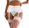 Produktbild: Lau-Fashion Strapsgürtel Strumpfhalter Corsagen Strumpfgürtel Strapse Dessous Weiss String S/XL, in transparenter Optik