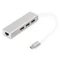 Produktbild: DIGITUS 3 Port USB 3.0 Typ C Hub mit Gigabit Ethernet 3xUSB