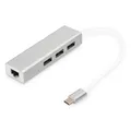 Produktbild: DIGITUS USB Type-C 3-Port Hub + Gigabit Ethernet USB A/F USB A/M RJ45 LAN