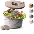 Produktbild: MAMEIDO Salatbox to go 1,5 l, Bowl Lunchbox Erwachsene aus Edelstahl, Bento Box BPA-frei mit Fächern & auslaufsicherem Dressingbehälter, Essensbox Meal Prep (Pearl Marble)