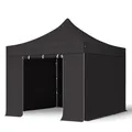 Produktbild: TOOLPORT 3x3m Stahl Faltpavillon, inkl. 4 Seitenteile, schwarz - (600003)