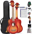 Produktbild: Winzz Ukulele Sopran 21 Zoll Set für Kinder Anfänger und Erwachsene Einsteiger, Mahagoni-Holz, Einzigartige Kaufen Geschenke (Carbon Saiten, Matte Sunburst)