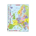 Produktbild: Larsen Puzzle K2 Europa Politische Karte, Alter 4–12, Geografie Lernspiel, 48 Teile, Länder & Hauptstädte entdecken, stabiles Tray & Rahmen, Made in Norway