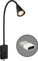Produktbild: Leselampe LED Bettlampe Wandlampe Schwenkbar 2x USB Port Kabelschalter GU10