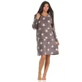 Produktbild: Normann Nachthemd Damen Nachthemd Hauskleid in Sterne Optik aus kuschel Coral Fleece grau 36/38