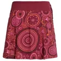 Produktbild: Vishes Minirock Rock bunt mit Mandalas und Blumen bedruckt Cacheur, Ethno, Goa, Hippie Style rot 44