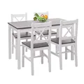 Produktbild: Mendler Esszimmer-Set HWC-F77, Sitzgruppe Esszimmergruppe, Massiv-Holz Landhaus 110cm - weiß-grau