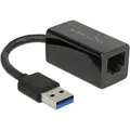 Produktbild: DeLOCK USB 3.2 Gen 1 Adapter, USB-A Stecker > RJ-45 Buchse, schwarz