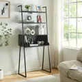 Produktbild: Schreibtisch Storfjord mit Leiterregal 184x80x40cm Schwarz