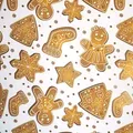 Produktbild: Geschenkpapier Lebkuchen Motiv 70cm x 2m Rolle Weiß / Braun - Braun