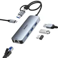 Produktbild: BENFEI USB C Gigabit Ethernet Adapter, 3 Ports Hub 3.0 Mit RJ45 LAN Netzwerkadapter für MacBook Pro/Air 2023 iPad Pro iMac S23 XPS17 Surface Book 3