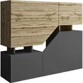 Produktbild: MIRJAN24 Kommode Ceelias, Modern Wohnzimmer Sideboard mit Türen, Industrial Highboard (Farbe: Wotan / Anthrazit) - Grau/Beige