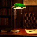 Produktbild: Bankerleuchte Tischlampe Schreibtischlampe Höhe verstellbar messing grün LED