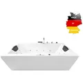 Produktbild: Basera® Whirlpool-Badewanne CLASSIC Indoor Whirlpool Badewanne Naxos 150 x 75 cm, (Komplett-Set), mit 24 Massagedüsen, Wasserfall, LED, Touchpanel, Bluetooth und Radio weiß 75,00 cm x 150,00 cm x 62,00 cm