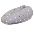 Produktbild: HOBEA-Germany Stillkissen 190 cm x 76 cm XXL Lagerungskissen Schwangerschaftskissen für Baby und Erwachsene Seitenschläferkissen Stillkissen mit Bezug aus Bio Baumwolle, Sternenmuster Grau