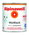 Produktbild: Alpinaweiß Weißlack – extra matt – Universallack für den Innen- und Außenbereich – hochdeckend, wetterbeständig & schnelltrocknend – für optimale Lackier-Ergebnisse – 750 ml