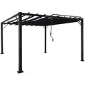 Produktbild: BERLINLODGE Pergola HxBxT 213x300x300cm Garten Lamellen-Pavillon Terrassenüberdachung Anthrazit 8cm-Alu-Gestell Textil