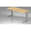 Produktbild: Schreibtisch U-Serie | inkl. Kabelwanne | C-Fuß | höheneinstellbar, Größe Tischplatte:180 x 80 cm, Farbe Tischplatte:Ahorn, Farbe Gestell:Silber - Silber