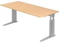 Produktbild: Schreibtisch TARVIS, C-Fuß, Rechteck, B 1800 mm, Gestell silber, höhenverstellbar, Ahorn-Dekor